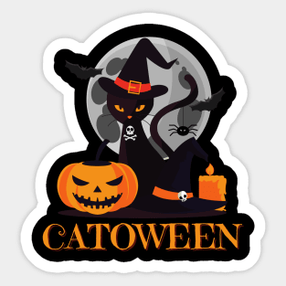 Catoween, cat halloween, happy halloween, cat lovers Sticker